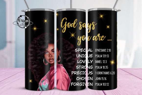 Christian Black Girl Tumbler Wrap PNG & Crafts