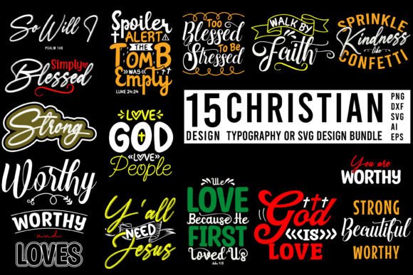 Christian Typography SVG Bundle for Crafts