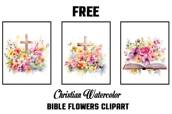 Christian Watercolor Bible Flowers Clipa and Freebies