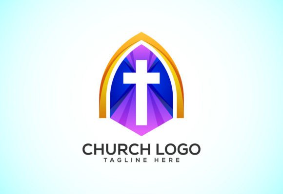 Church Colorful Logo. Christian Sign Logos