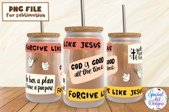 Forgive Like Jesus 16 Oz Glass Wrap PNG & Crafts