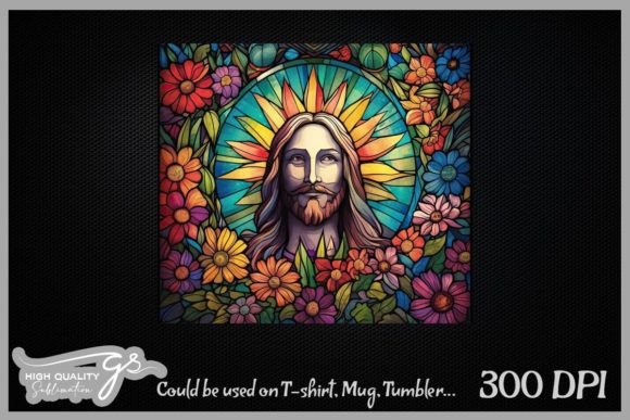 Jesus and Flowers Stained Glass Textures