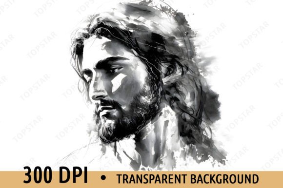 Jesus Face Portrait Abstract Sketch Art and Illustrations