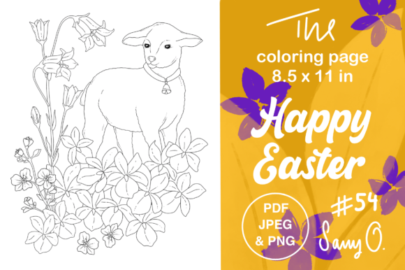 Lamb of God Vintage Easter Christian PNG and Coloring Pages Amp