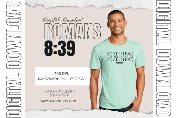 Mens Scripture Romans Christian Transfer Print Templates